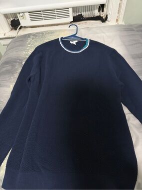 Reiss Navy Crewneck Sweater with Contrast Trim